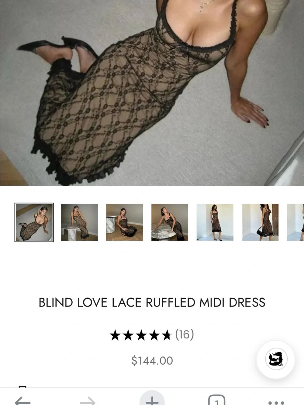 Black Lace Midi Dress | Sheer Nude Underlay | Elegant & Sexy | New - Picture 6 of 8